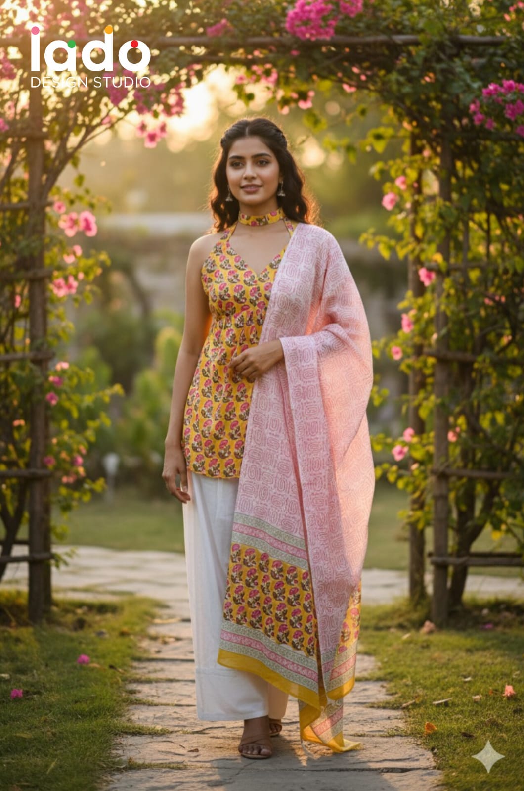 COTTON SHORT TOP WITH FARSI PANT DRESS